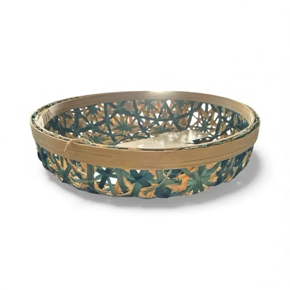 2 Ann Lee Designs bamboo decorative serving trays 7.5” Teal Star 2 for 1